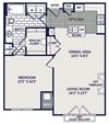1 bedroom floor plan X 1 bedroom floor plan X at The Residences at Congressional Village, Maryland, 20852